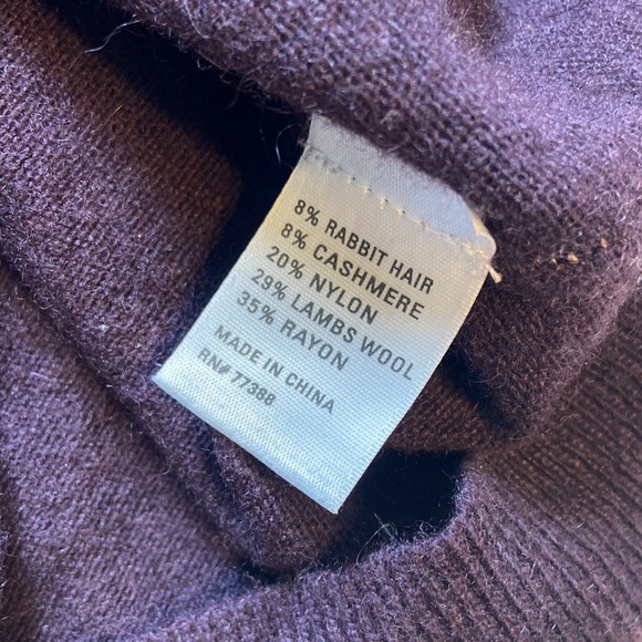 Wallace Eggplant/purple V-Neck Cashmere/wool Blend Sweater, Sz XS - Picture 3 of 6